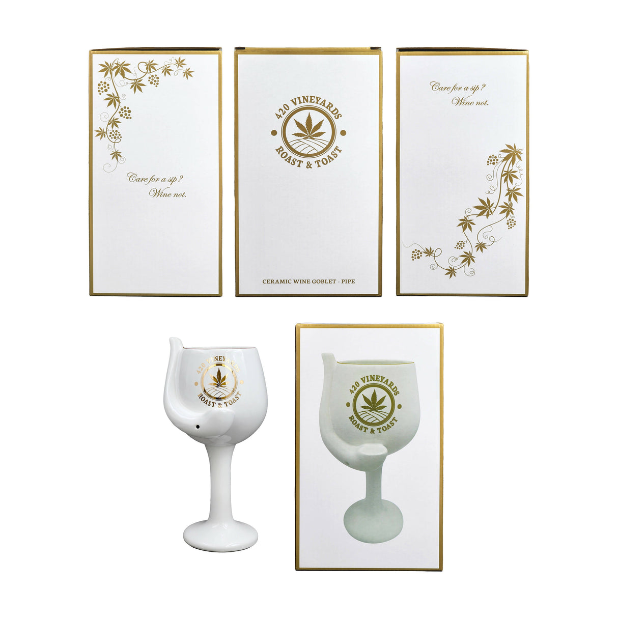 420 Vineyards - Roast & Toast Ceramic Wine Glass pipe Mug Pipe Roast and Toast Gifts