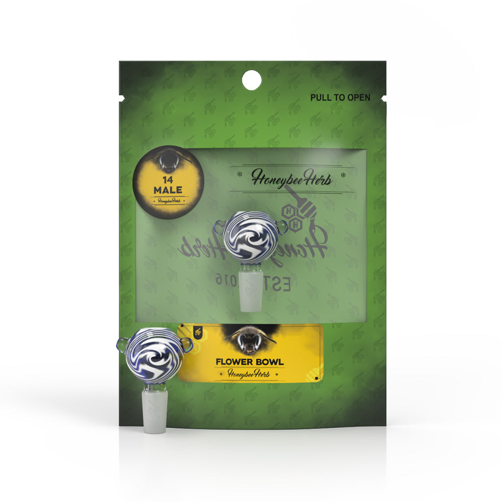 Honeybee Herb GLASS FLOWER BOWL (FB-10) Bowl · Banger · Oil Burner Honeybee Herb Blue