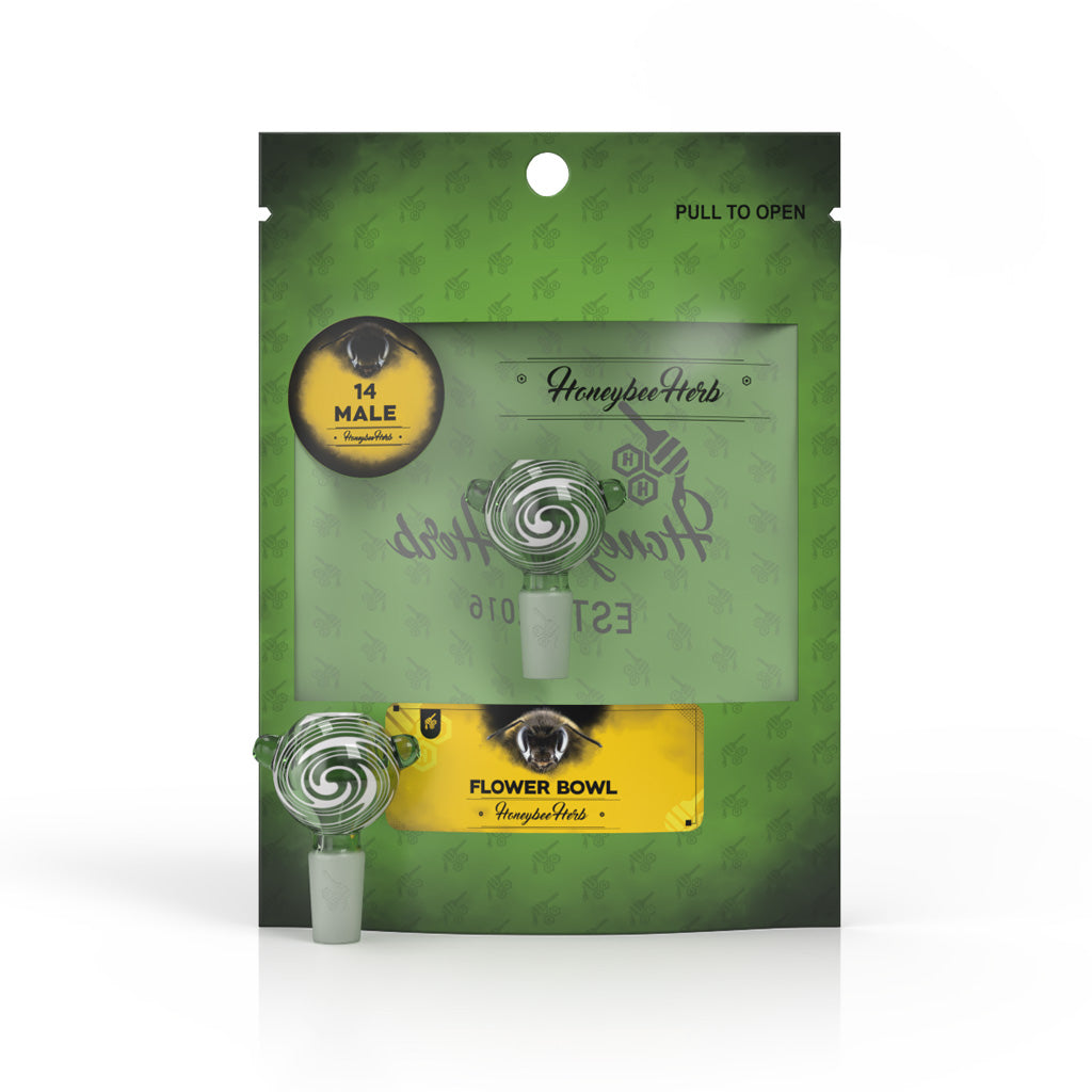 Honeybee Herb GLASS FLOWER BOWL (FB-10) Bowl · Banger · Oil Burner Honeybee Herb Green