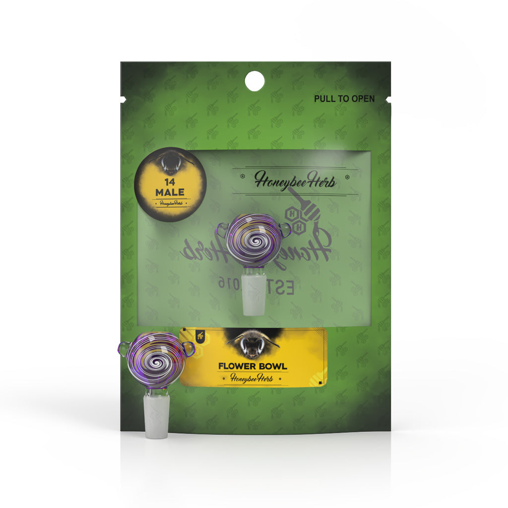 Honeybee Herb GLASS FLOWER BOWL (FB-10) Bowl · Banger · Oil Burner Honeybee Herb Yellow