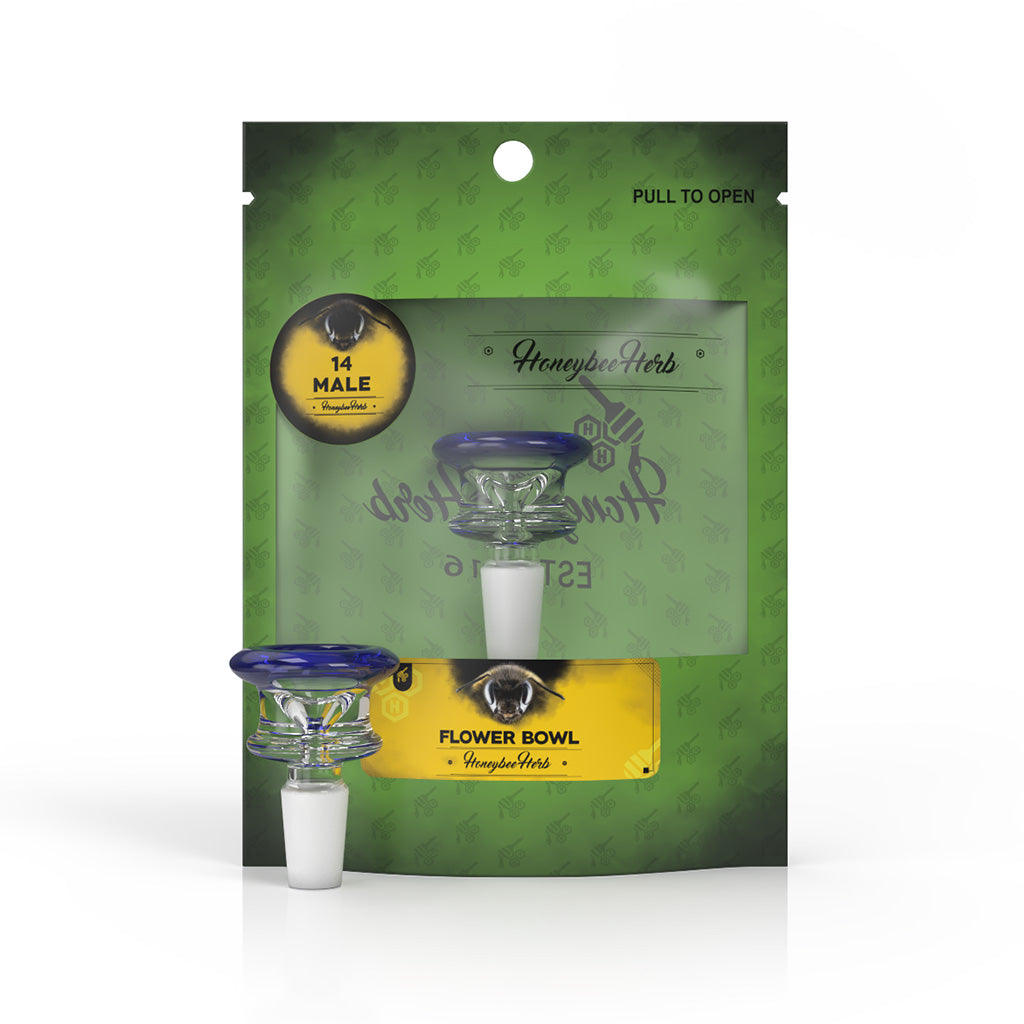 Honeybee Herb GLASS FLOWER BOWL (FB-3) Bowl · Banger · Oil Burner Honeybee Herb Blue