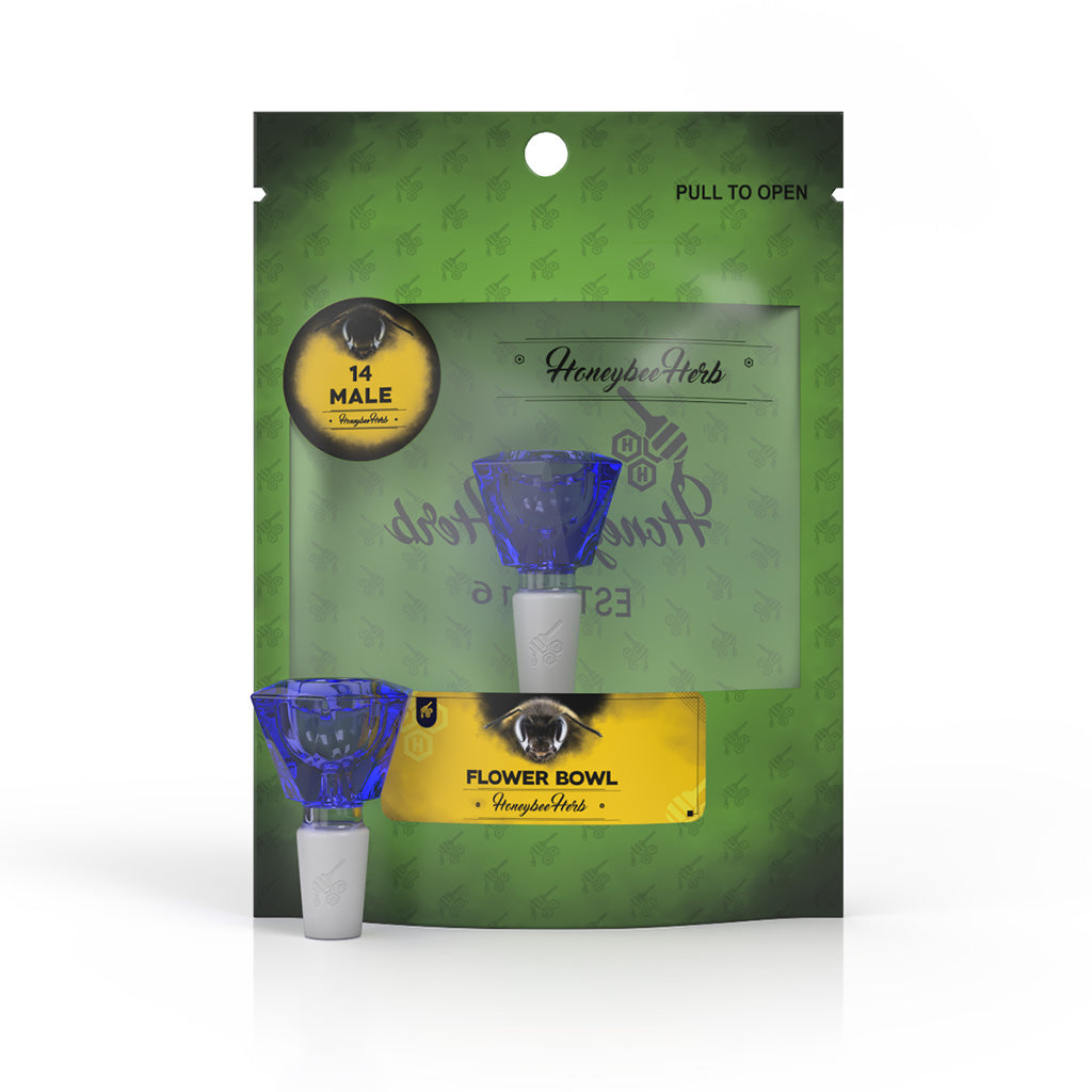 Honeybee Herb GLASS FLOWER BOWL (FB-4) Bowl · Banger · Oil Burner Honeybee Herb Blue