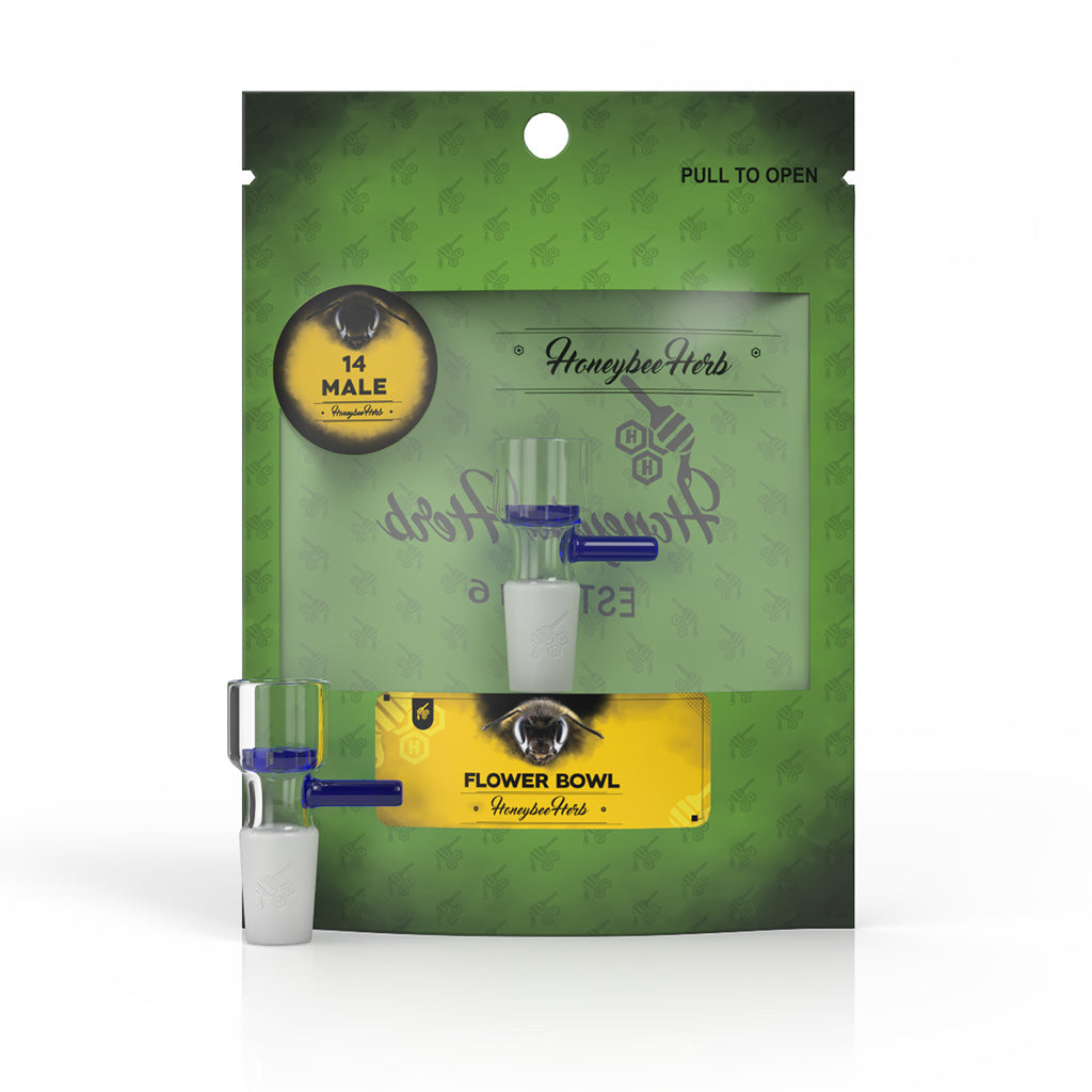 Honeybee Herb GLASS FLOWER BOWL (FB-5) Bowl · Banger · Oil Burner Honeybee Herb Blue