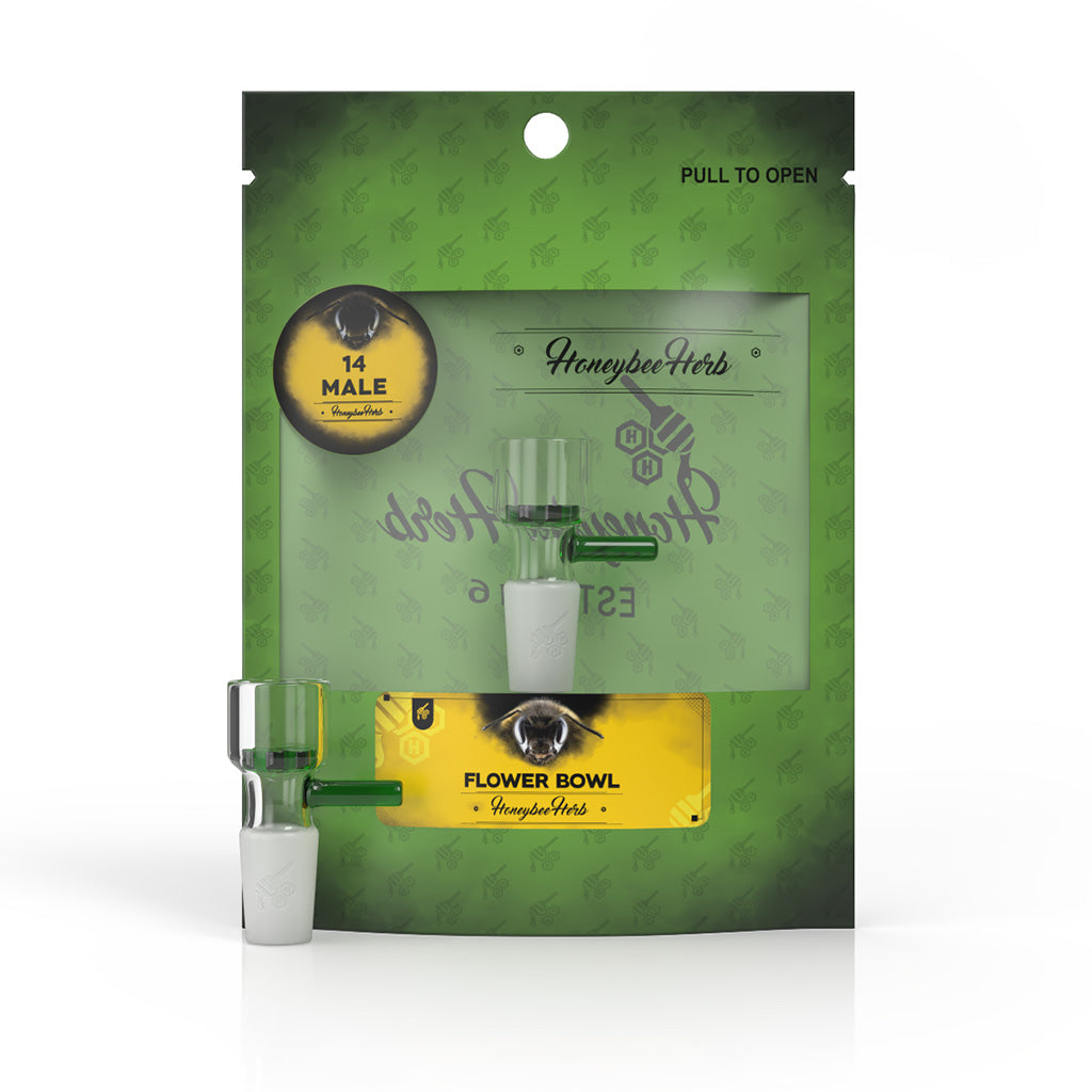 Honeybee Herb GLASS FLOWER BOWL (FB-5) Bowl · Banger · Oil Burner Honeybee Herb Green