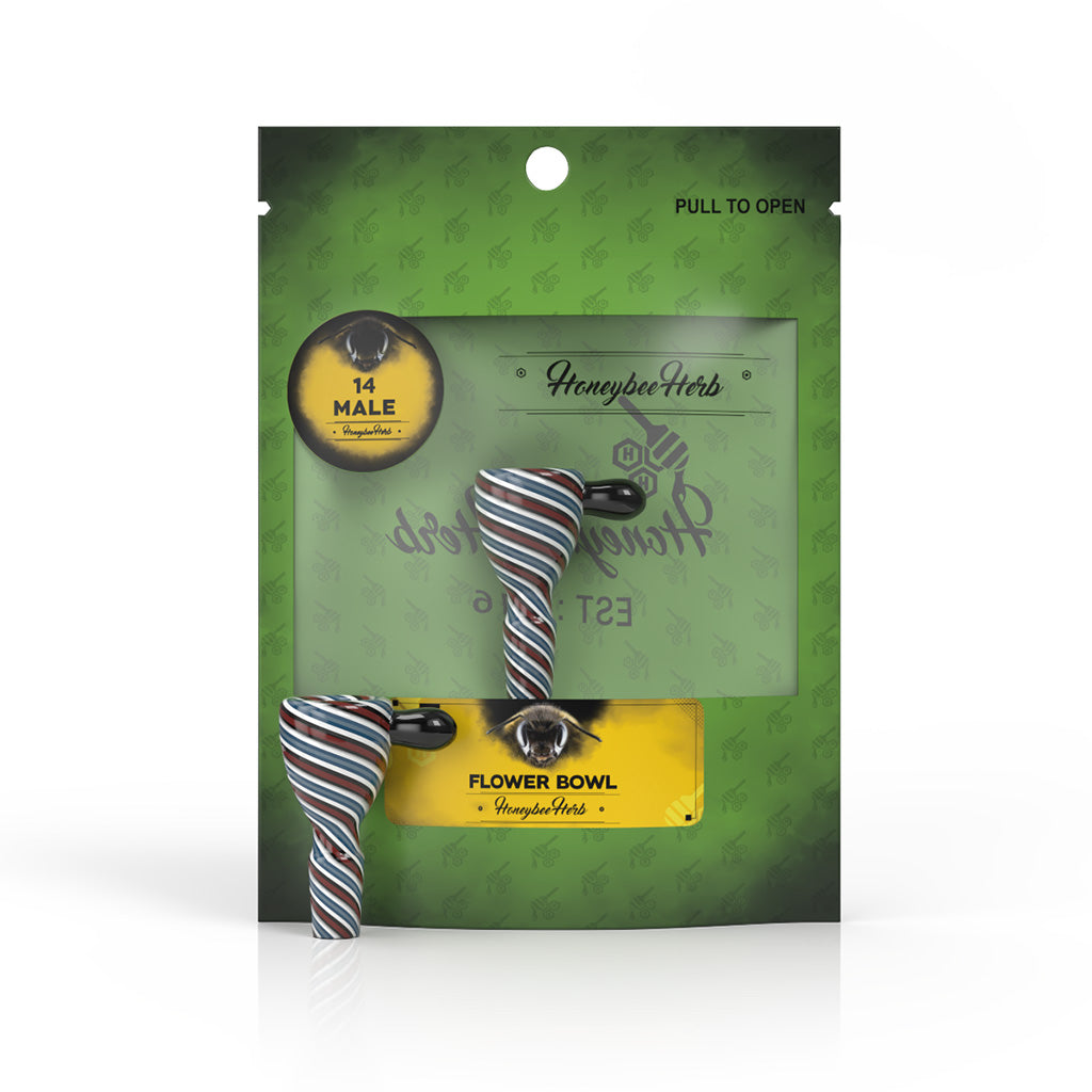 Honeybee Herb GLASS FLOWER BOWL (FB-7) Bowl · Banger · Oil Burner Honeybee Herb Blue / Red