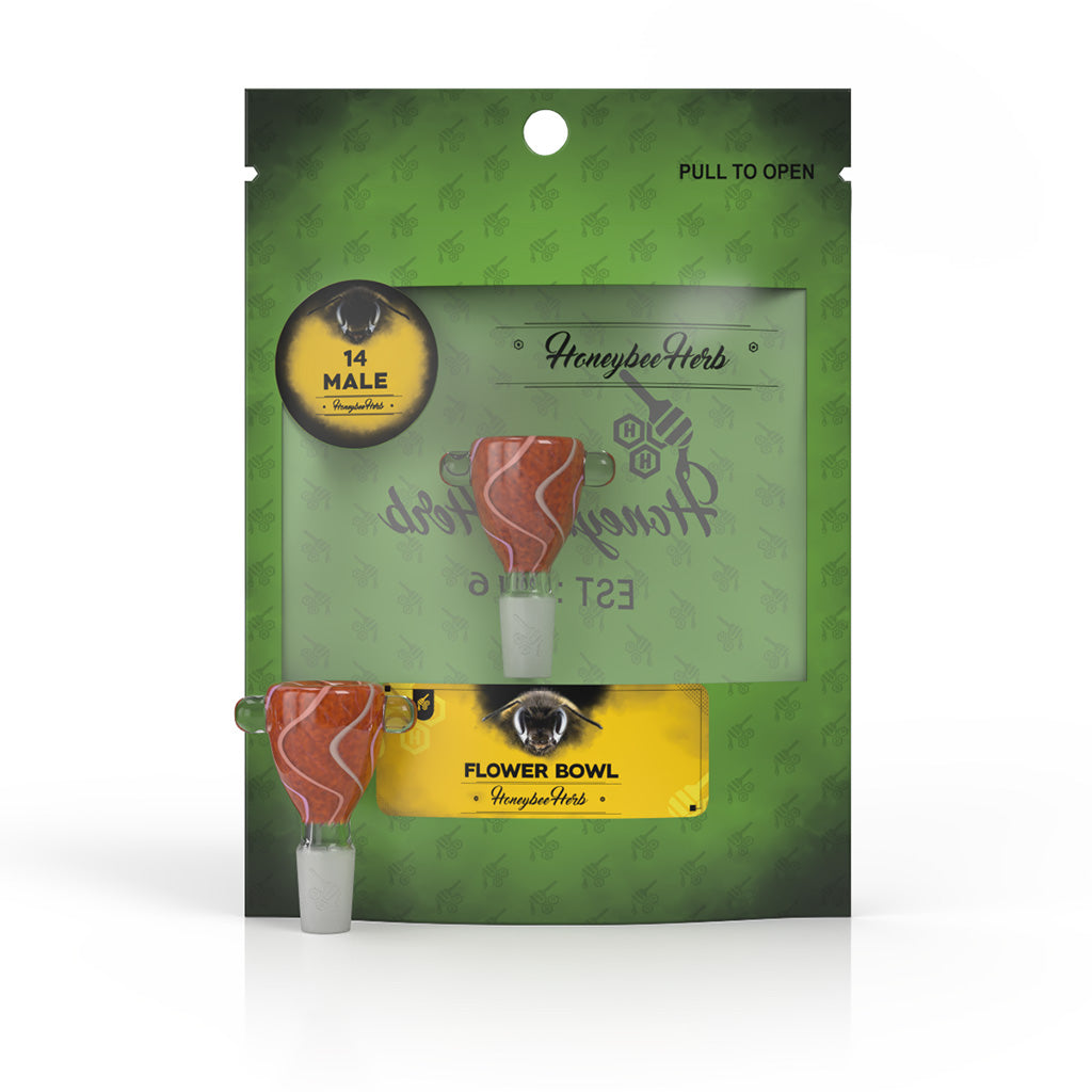 Honeybee Herb GLASS FLOWER BOWL (FB-8) Bowl · Banger · Oil Burner Honeybee Herb Red / White