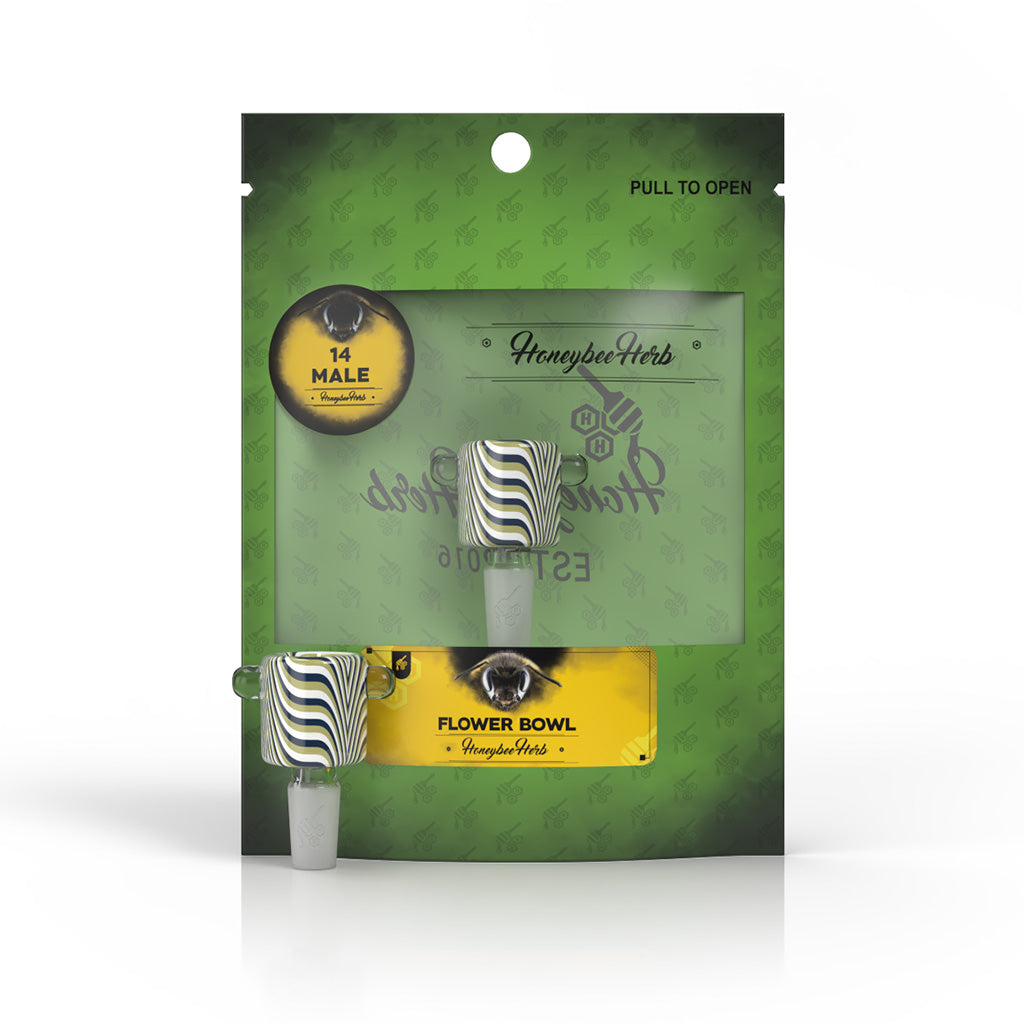 Honeybee Herb GLASS FLOWER BOWL (FB-9) Bowl · Banger · Oil Burner Honeybee Herb Blue / Green