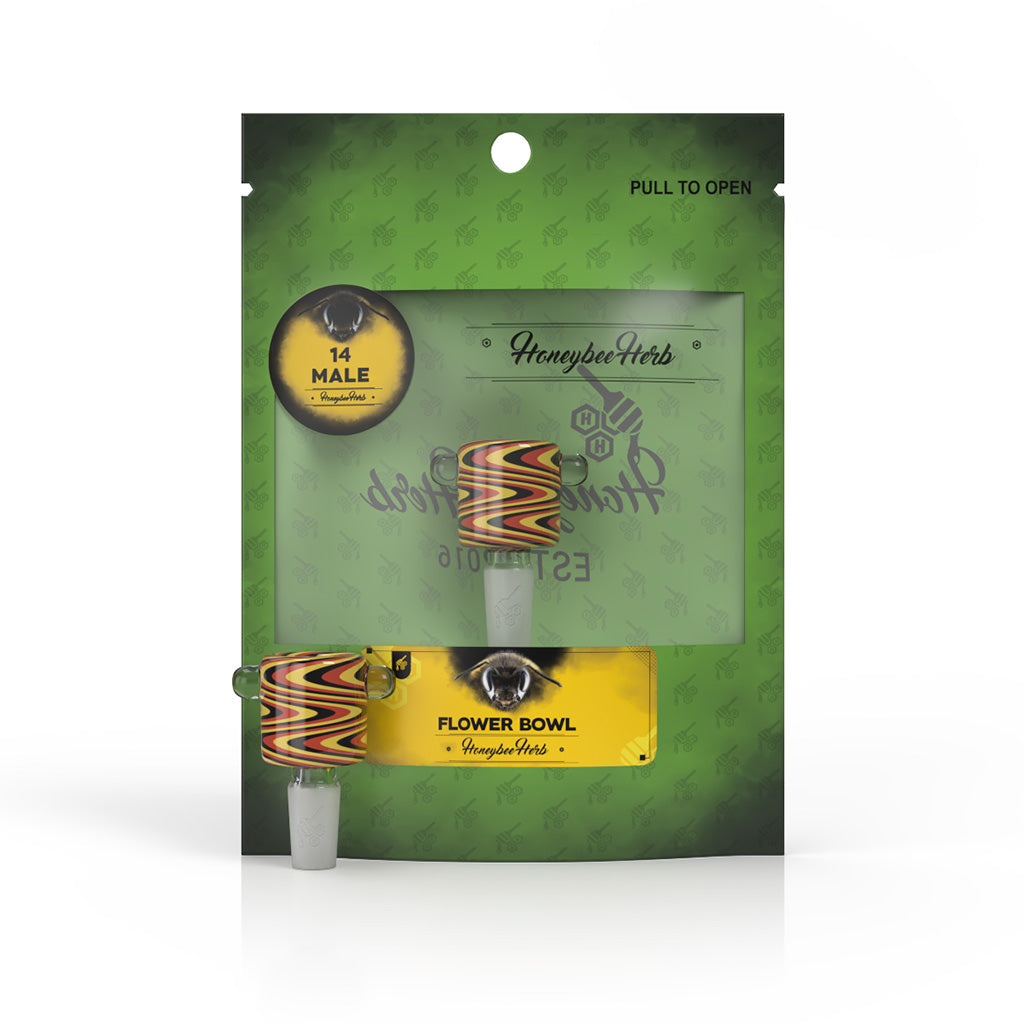 Honeybee Herb GLASS FLOWER BOWL (FB-9) Bowl · Banger · Oil Burner Honeybee Herb Orange