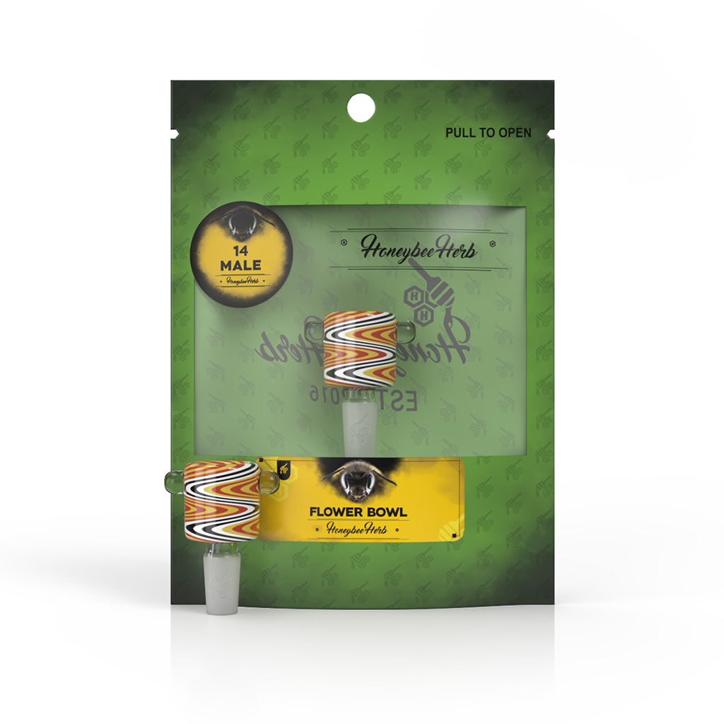 Honeybee Herb GLASS FLOWER BOWL (FB-9) Bowl · Banger · Oil Burner Honeybee Herb Orange / Black