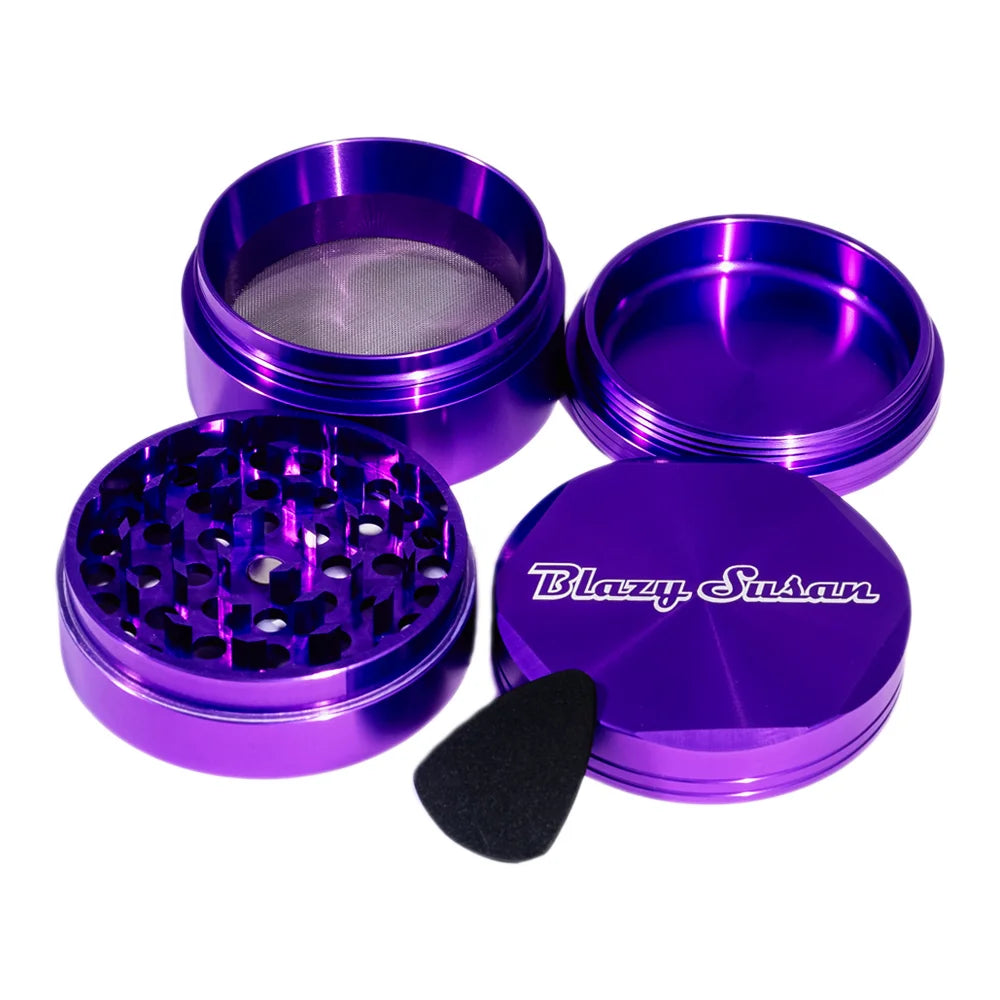 Blazy Susan | 4-Piece Aluminum Grinder - 2.5" Regular Grinder Smoking Cat Distribution Purple