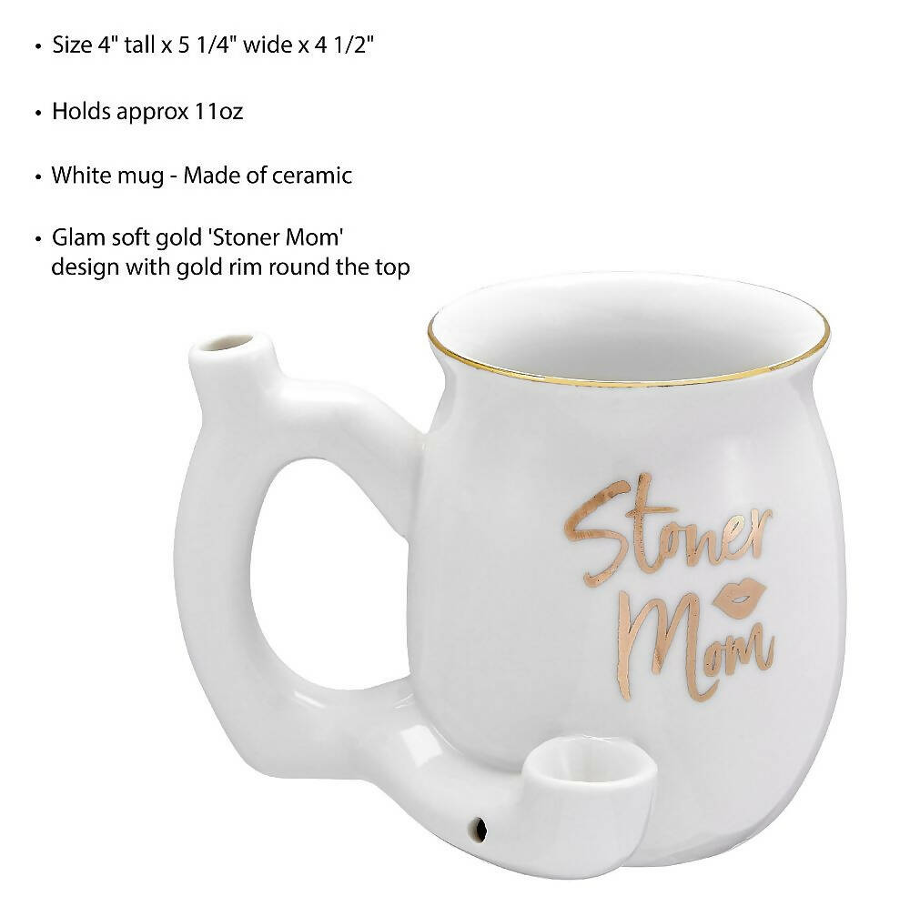 ROAST AND TOAST STONER MOM PIPE MUG - WHITE WITH GOLD PRINT Mug Pipe Roast and Toast Gifts