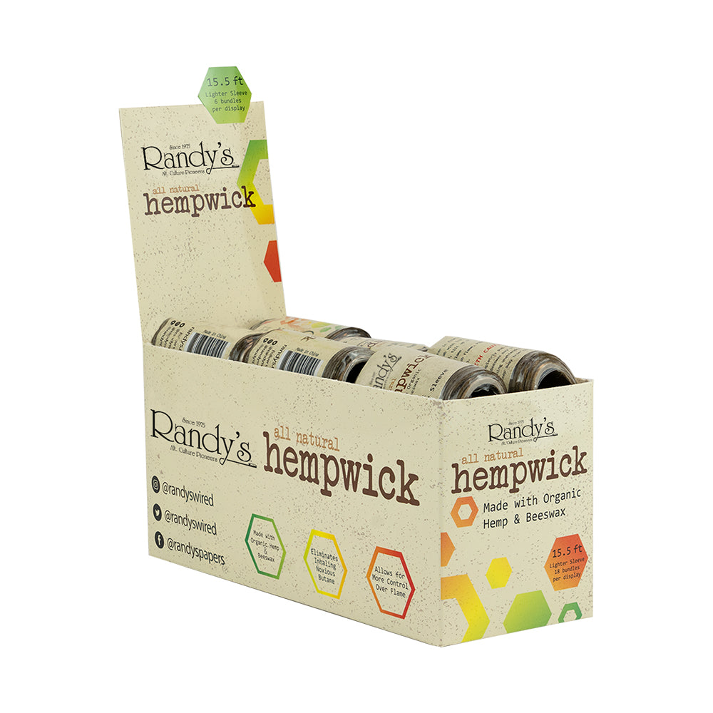 Randy's | Lighter sleeve 15.5ft Organic Hemp Wick Display Pack Smoking Cat Distribution