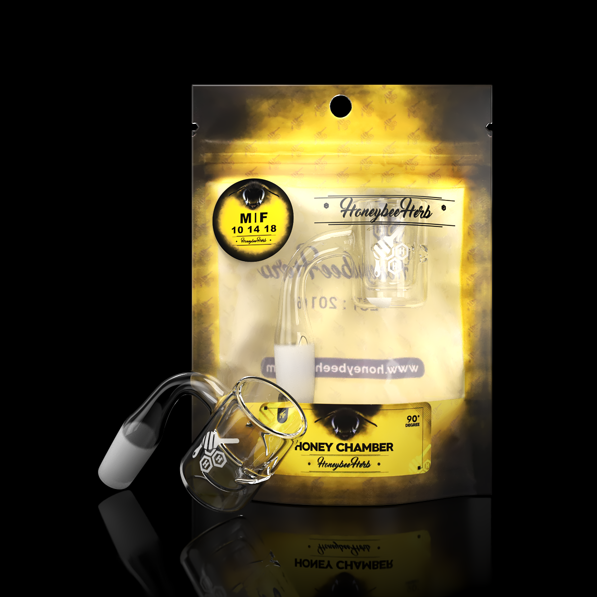 Honeybee Herb - HONEY CHAMBER QUARTZ BANGER - 90° DEGREE | YL Bowl · Banger · Oil Burner Honeybee Herb 10 mm Male