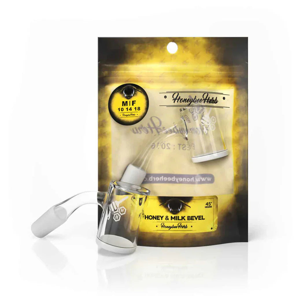Honeybee Herb - HONEY & MILK BEVEL QUARTZ BANGER - 45° DEGREE | YL Bowl · Banger · Oil Burner Honeybee Herb