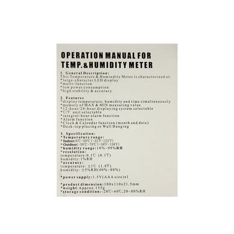 Thermometer & Hygrometer | Temperature & Humidity Meter Growing Equipment High-End Brands Glass