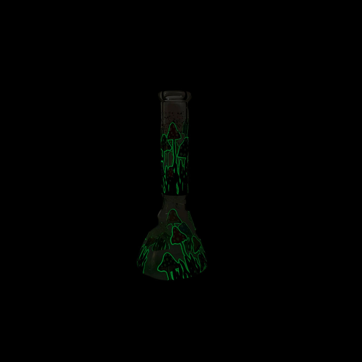 Z10" Glow in the dark Glass Bong With Mushroom Design Glass Bong 777 Smoke