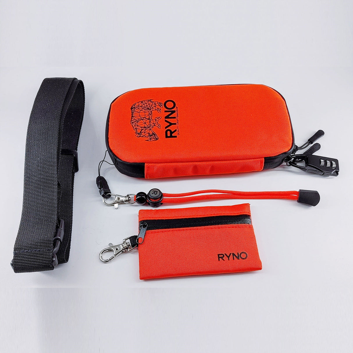 RYNO Smell Proof Bag W/Combo Lock + Shoulder & Wrist Straps Pouch RYNO BAG Orange