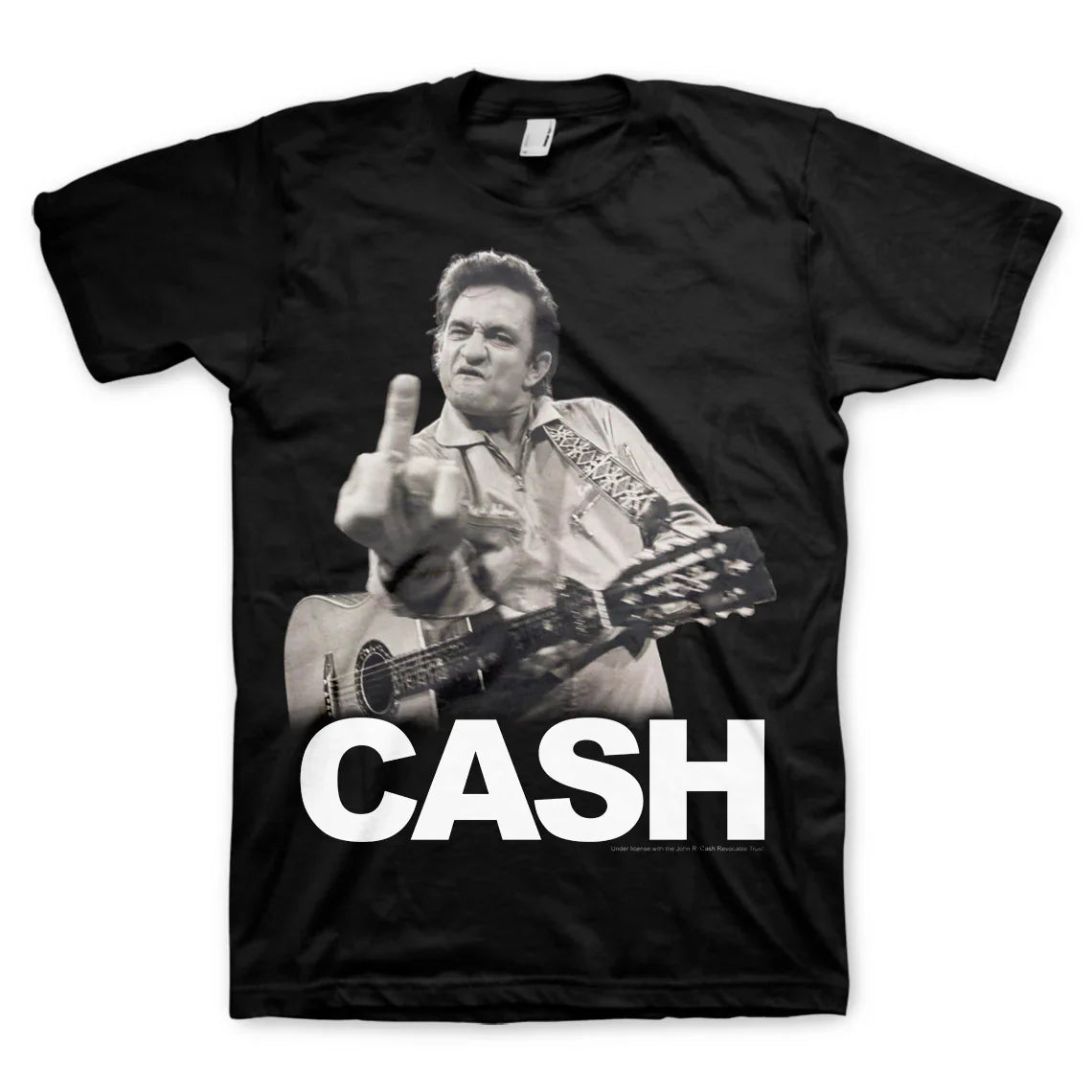 Johnny Cash | "The Finger" Men's T-Shirt Black - Officially Licensed Short Sleeve Philcos Medium