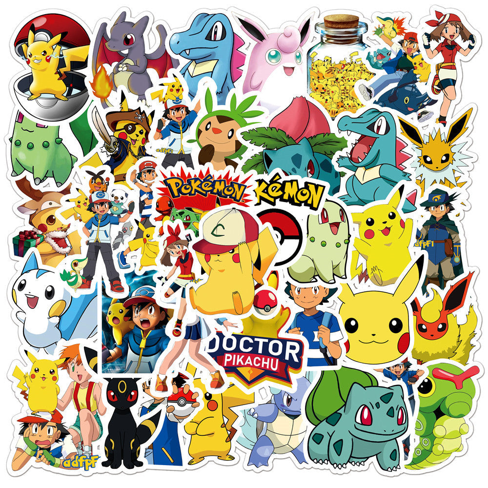 50pcs Assorted Anime Design Stickers Gadget Every Weekend Pokemon_B