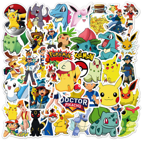 50pcs Assorted Anime Design Stickers Gadget Every Weekend Pokemon_B