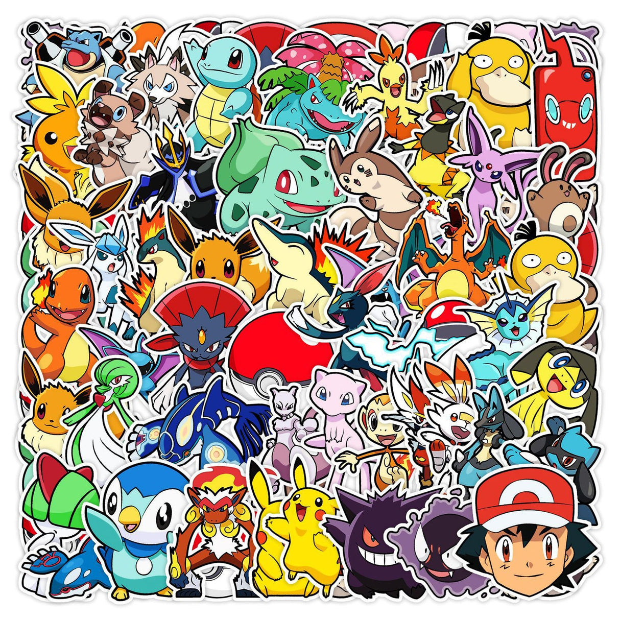50pcs Assorted Anime Design Stickers Gadget Every Weekend Pokemon_A