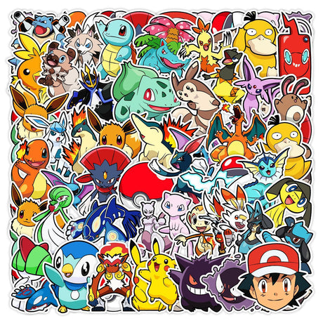 50pcs Assorted Anime Design Stickers Gadget Every Weekend Pokemon_A