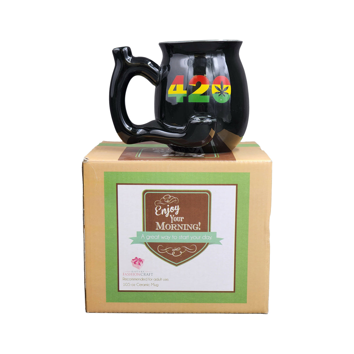 420 Mug - Black Mug with Rasta Colors Mug Pipe Roast and Toast Gifts