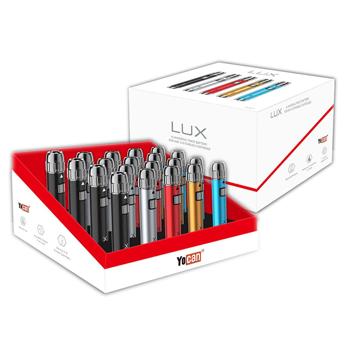 Yocan | LUX Universal twist Battery for 510 thread Display of 20 510 Battery ONE