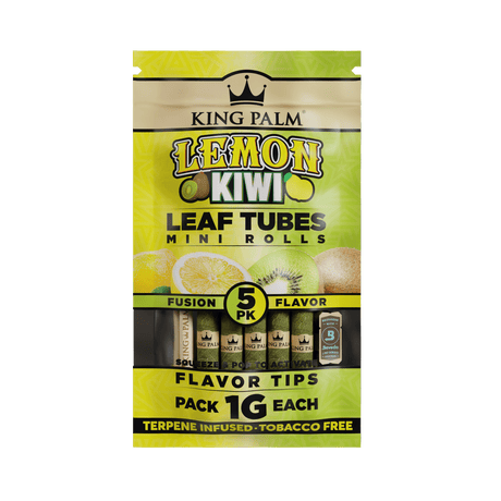 King Palm | 5 Mini Hand-Rolled with flavor tips Box of 15 Leaf Wrap Cannatron Lemon Kiwi