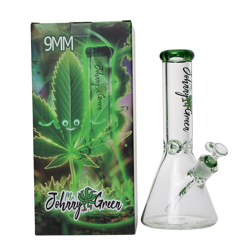 Johnny Green 12″ 9mm Beaker With Elephant Joint With Grid Percolator Slide – Green (MJG-002) Glass Bong Canadian Distributor