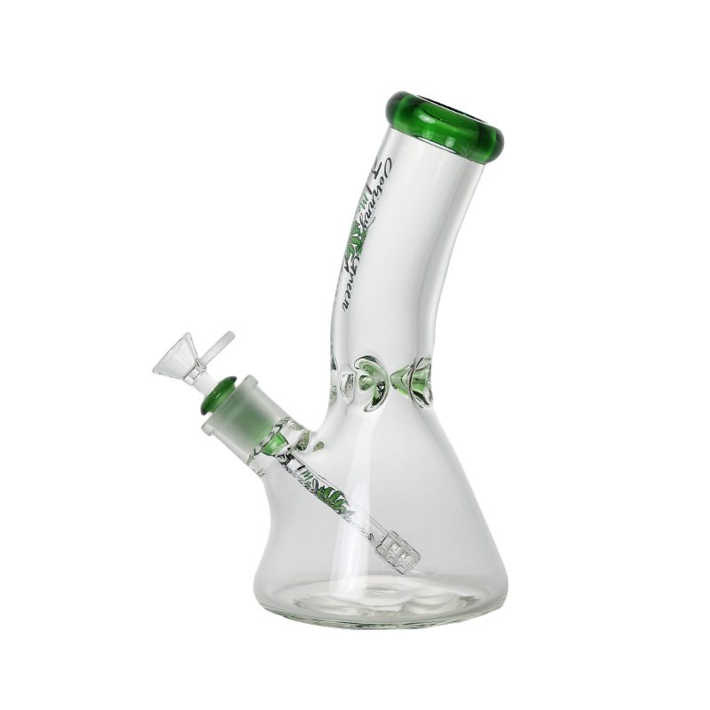 Johnny Green | 10″ 9mm Beaker Bent Neck with Grid Percolator Slide – Green (MJG-006) Glass Bong Canadian Distributor