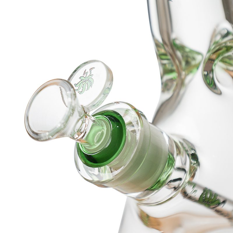Johnny Green | 10″ 9mm Beaker Bent Neck with Grid Percolator Slide – Green (MJG-006) Glass Bong Canadian Distributor