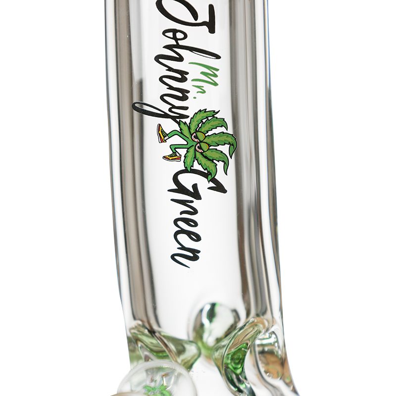 Johnny Green | 10″ 9mm Beaker Bent Neck with Grid Percolator Slide – Green (MJG-006) Glass Bong Canadian Distributor