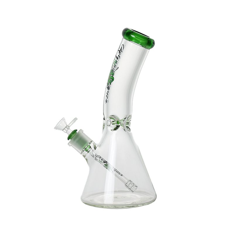 Johnny Green | 12″ 9mm Beaker Bent Neck with Grid Percolator Slide – Green (MJG-007) Glass Bong Canadian Distributor