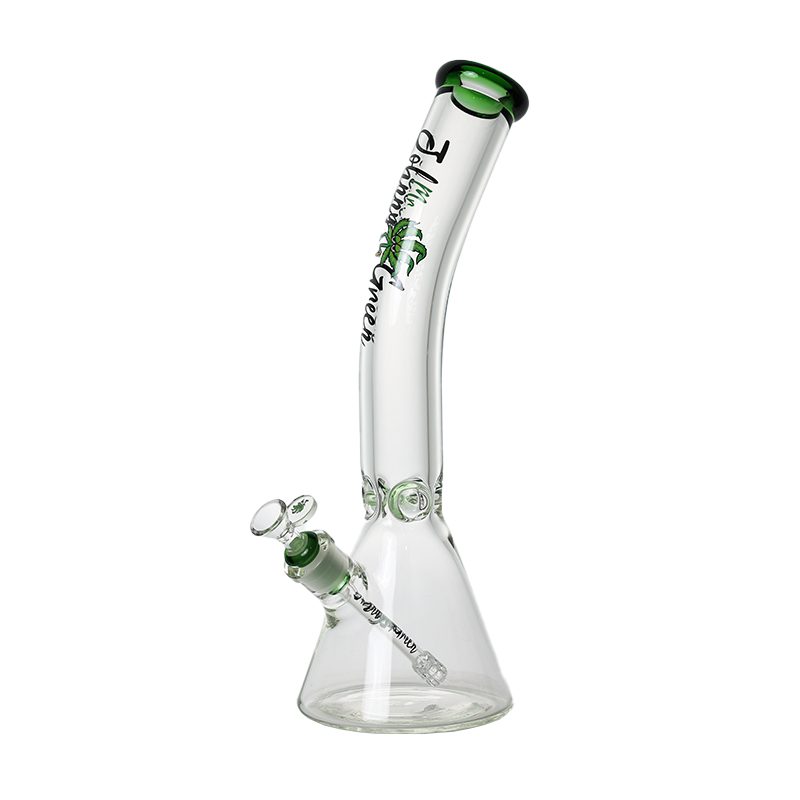 Johnny Green | 16″ 9mm Beaker Bent Neck with Grid Percolator Slide – Green (MJG-008) Glass Bong Canadian Distributor