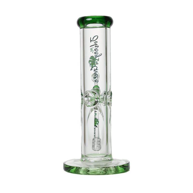 Johnny Green | 10″ 9mm Straight Tube with Grid Percolator Slide – Green (MJG-011) Glass Bong Canadian Distributor