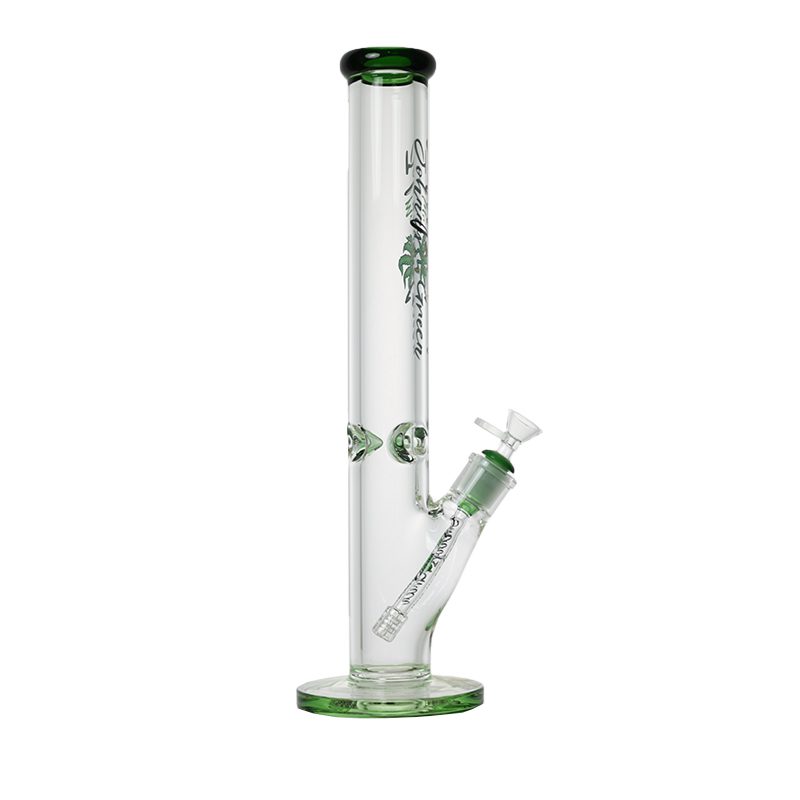 Johnny Green | 16″ 9mm Straight Tube with Grid Percolator Slide – Green (MJG-013) Glass Bong Canadian Distributor