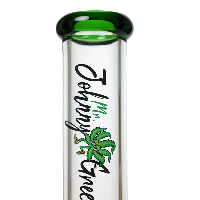 Johnny Green | 16″ 9mm Straight Tube with Grid Percolator Slide – Green (MJG-013) Glass Bong Canadian Distributor