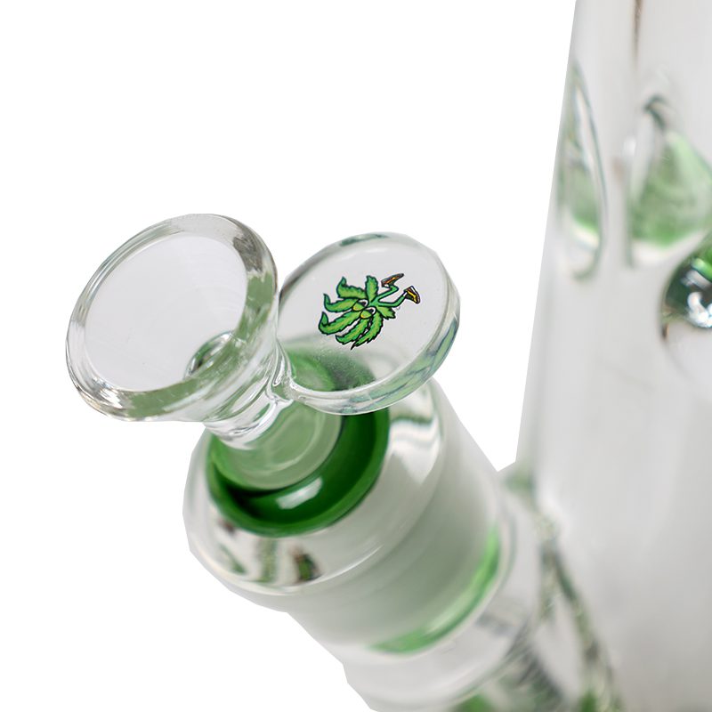 Johnny Green | 16″ 9mm Straight Tube with Grid Percolator Slide – Green (MJG-013) Glass Bong Canadian Distributor