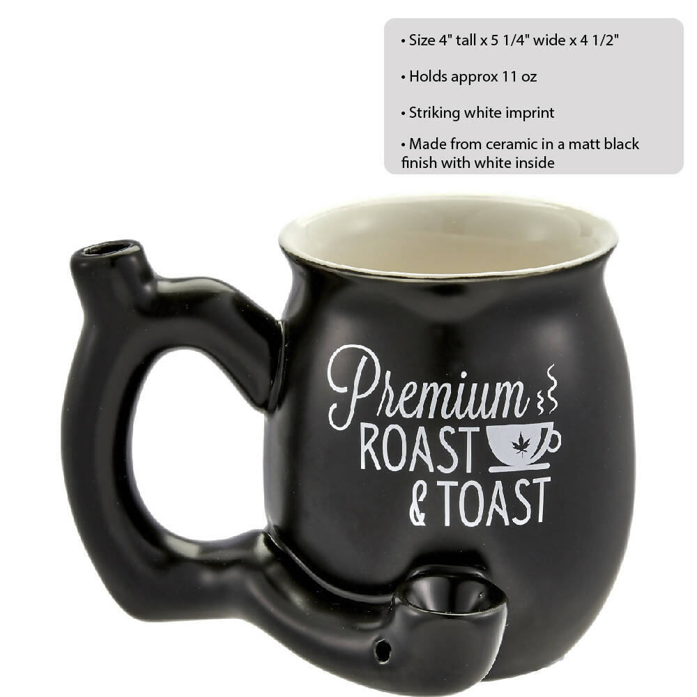 ROAST & TOAST PIPE MUG = MATTE BLACK WITH WHITE PRINT Mug Pipe Roast and Toast Gifts
