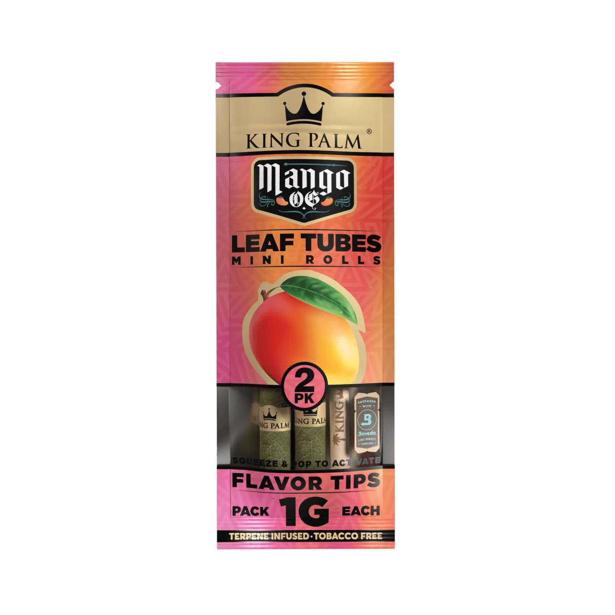 King Palm | 2 Mini Hand-Rolled with flavor tips Box of 20 Leaf Wrap Cannatron Mango OG