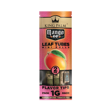 King Palm | 2 Mini Hand-Rolled with flavor tips Box of 20 Leaf Wrap Cannatron Mango OG