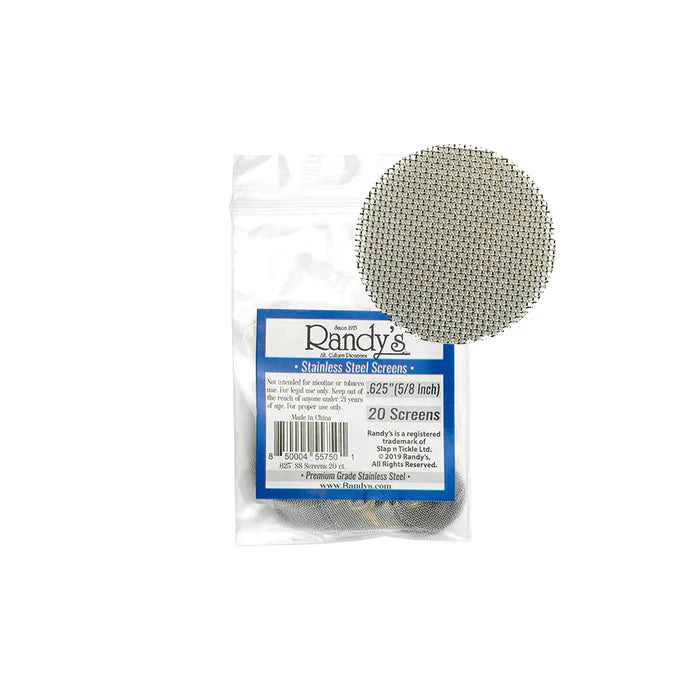 Randy’s® | 0.625" Screens – Jar of 20 (36 Jars / 720 Screens Total) Metal Screen LEHIGH WHOLESALE