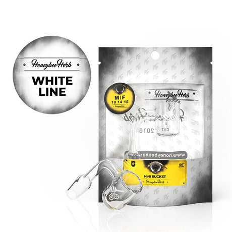 Honeybee Herb White Line 90° Mini Bucket Quartz Banger Bowl · Banger · Oil Burner Honeybee Herb