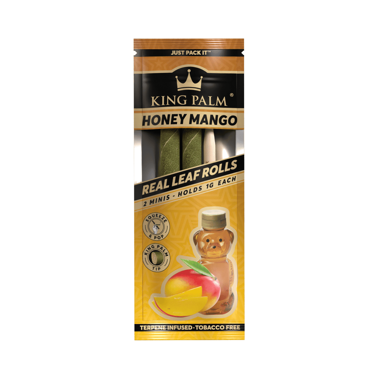 King Palm | 2 Mini Hand-Rolled with flavor tips Box of 20 Leaf Wrap Cannatron Honey Mango