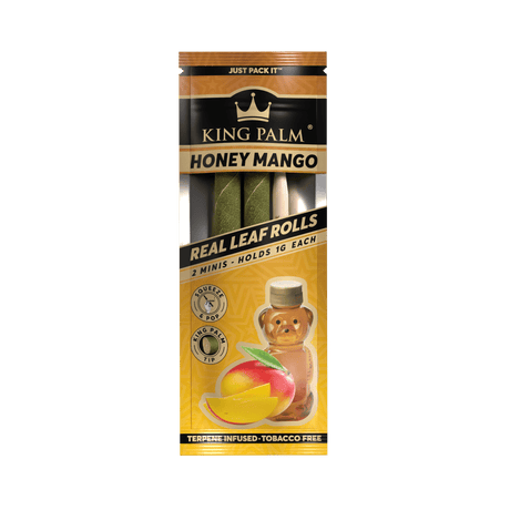 King Palm | 2 Mini Hand-Rolled with flavor tips Box of 20 Leaf Wrap Cannatron Honey Mango