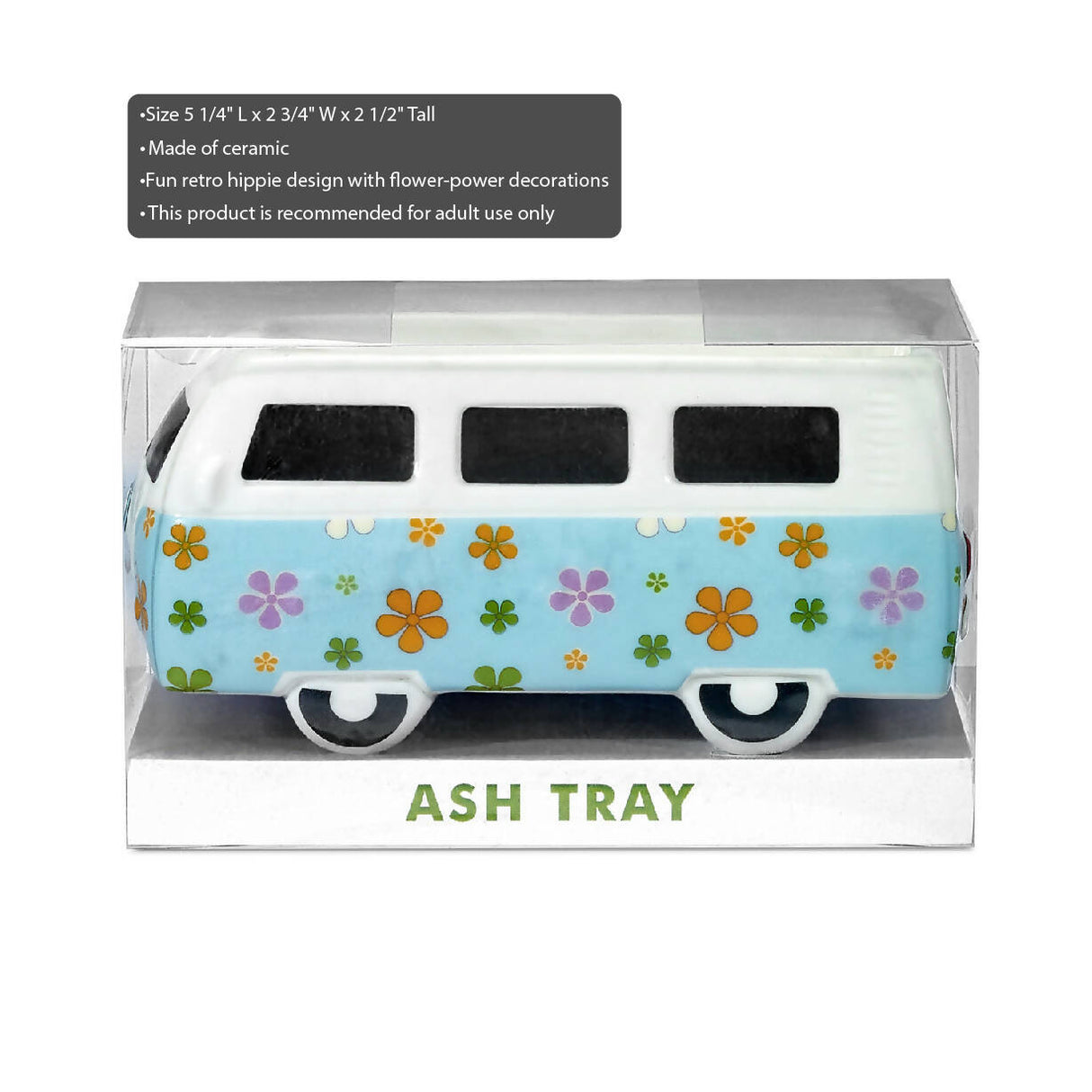 VINTAGE BUS ASHTRAY- FLOWER POWER DESIGN Ceramic Ashtray Roast and Toast Gifts