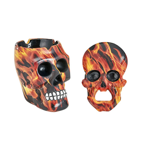 SKULL ASHTRAY AND OPENER SET - FLAME DESIGN Resin Ashtray Roast and Toast Gifts
