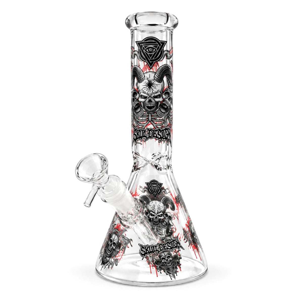 10" Glow-in-the-Dark Skull Graphic Beaker Glass Bong Super Supplys Inc B