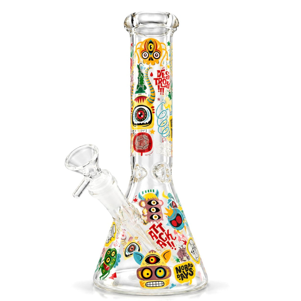 10" Glow-in-the-Dark Graffiti Beaker Glass Bong Super Supplys Inc D